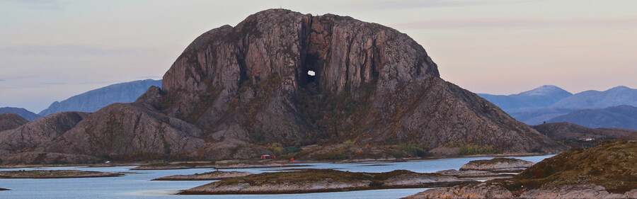 Picture of Torghatten, a homotopically non-trivial Norwegian mountain 1550 km from the conference venue